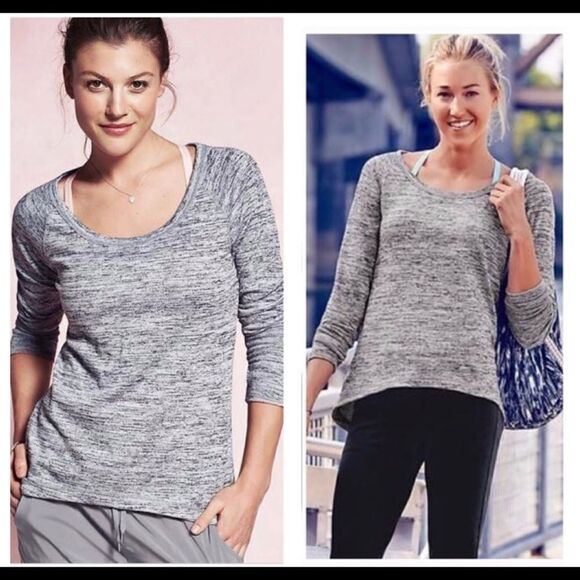 Athleta No Sweatin It Sharkbite Sweater purple/gray Top XL - Picture 1 of 13